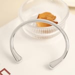 Silver color / 1 Piece Simple Series Solid Color Stainless Steel  Gold Color Women's Bangles Picture2